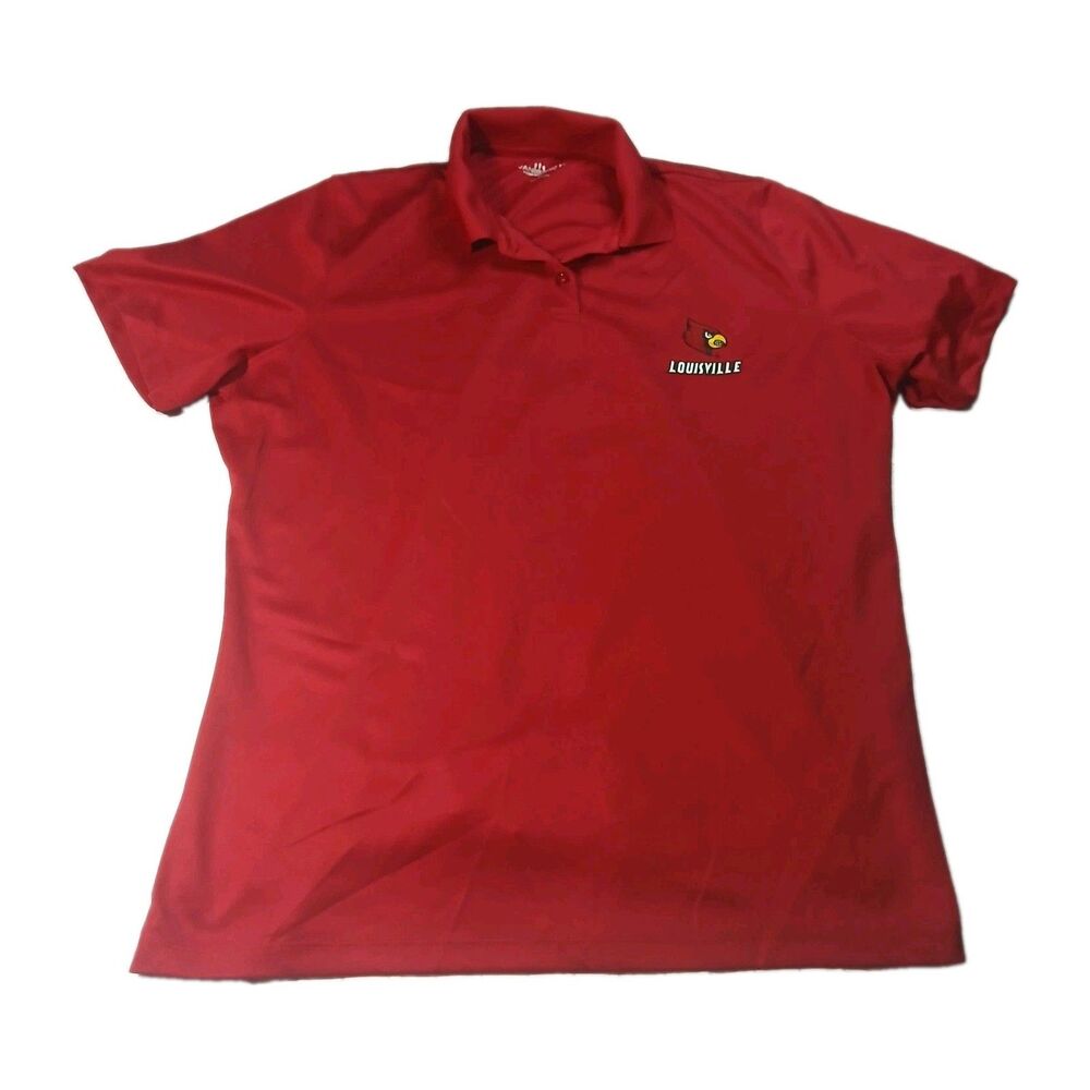 University Of Louisville Cardinals Vansports Polo Golf Shirt Size 2XL Red
